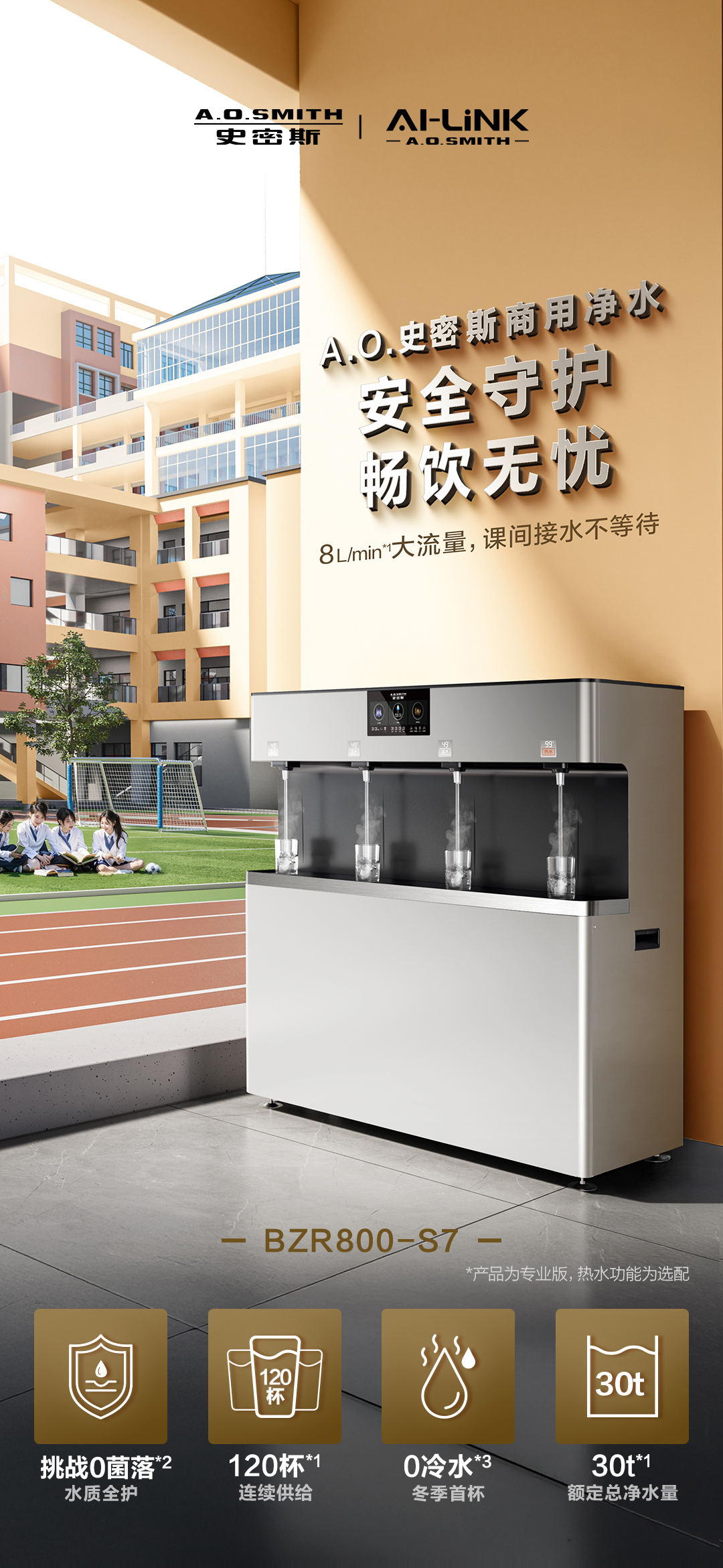 供100-200人 BZR800-S7 A.O.史密斯校园饮水平台 详情图 1