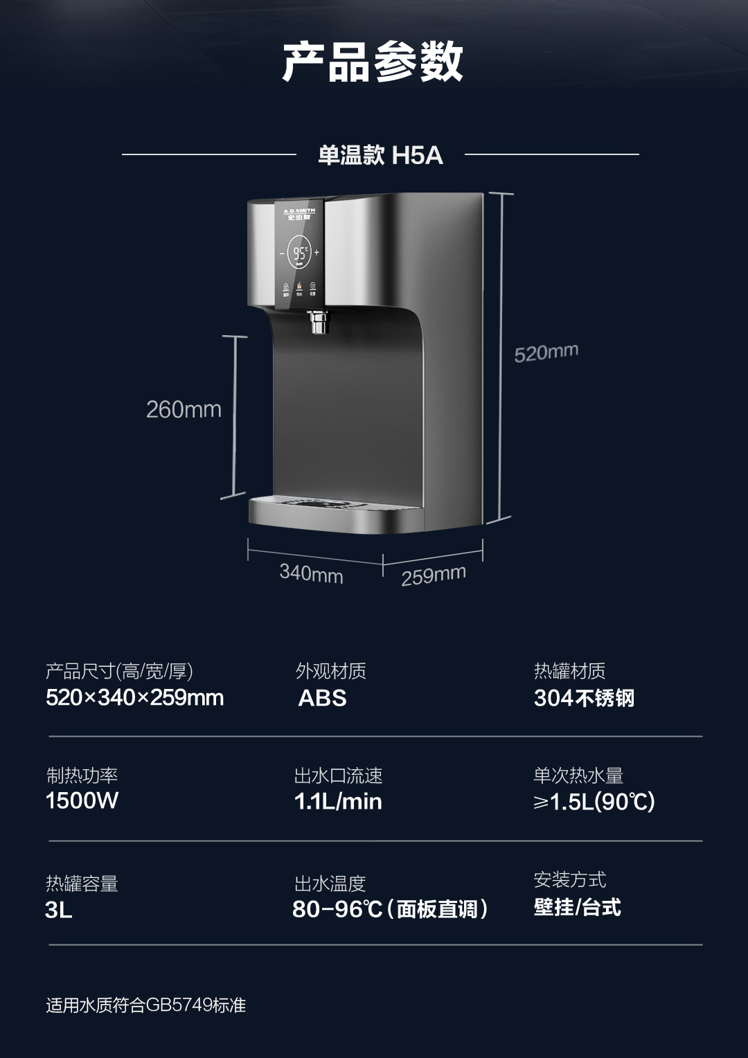 A.O.史密斯商用净水壁挂机BG-H5A 详情图 11